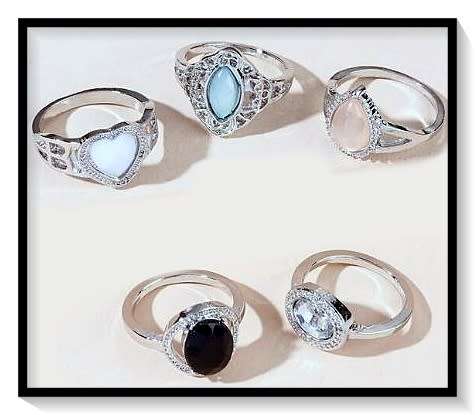 Gorgeous 5 Piece multi-stone ring set