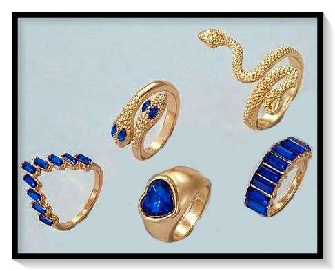 Stunning 5 piece snake design ring set