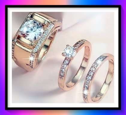 Lovely 3 piece set with simulated diamond stones (18mm diameter)