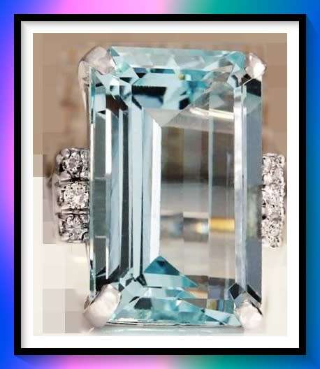 Chunky sky blue emerald cut ring  18mm