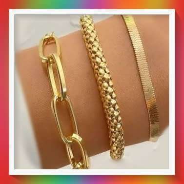Amazing 3pcs Minimalist Chain Bracelet set