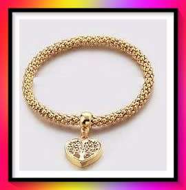 Beautiful Tree Detail Heart Charm Bracelet YG