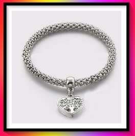 Enchanting Tree Detail Heart Charm Bracelet YG