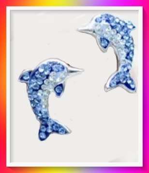 Cute Cubic Zirconia Dolphin Stud Earrings