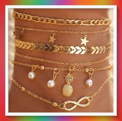 Fashionable Star & Shell  Anklet 5pc set