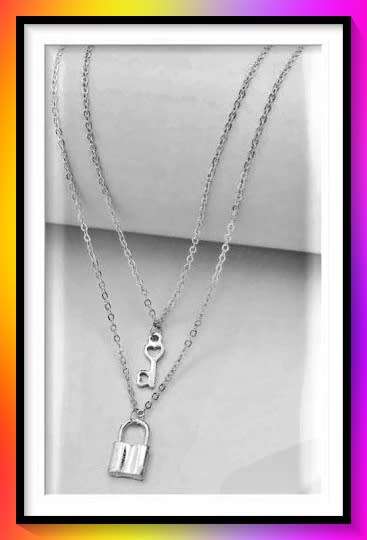 Lovely Lock Charm Necklace in Silvertone alloy