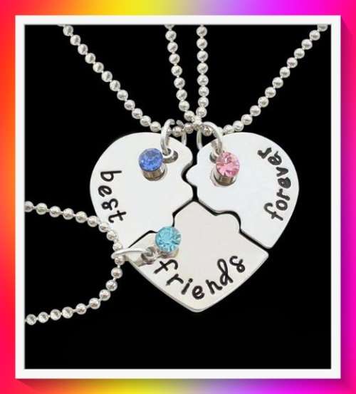 Best Friends Letter & Heart Pendant Necklace 3 piece set for Besties