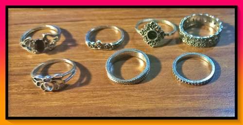 Wondefull Vintage Stainless Steel stacking ring set 7pc