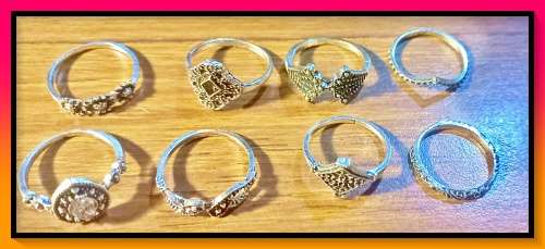 Wondefull Vintage Stainless Steel stacking ring set 8pc