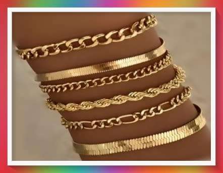 Awesome Stylish 6pcs set Bracelets Goldtone
