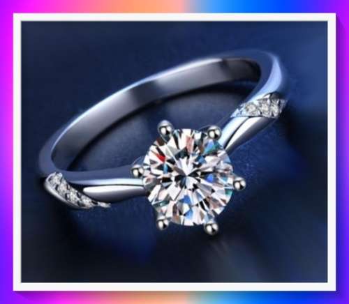 Glamorous  Solitaire style Cubic Zirconia simulant Ring S7