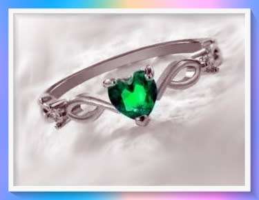 Cubic Zirconia simulant Green Heart Ring S8