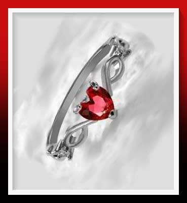 Romantic Cubic Zirconia simulant Gorgeous Red  Heart Shaped Ring S10