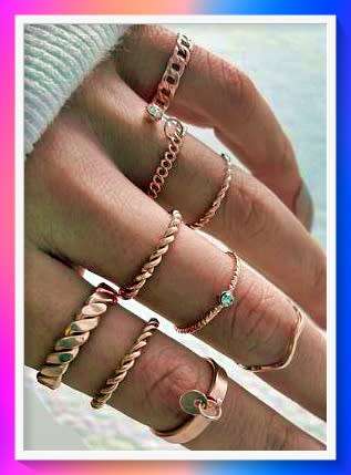 Awesome Rhinestone & Disc Decor Rings (9 pcs)