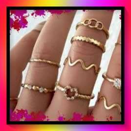 Amazing textured metal ring set (10 pcs)