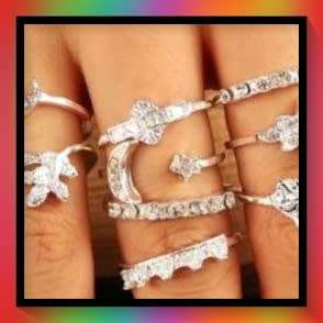 Lovely  Rhinestone Oval designs Rings (9pc)