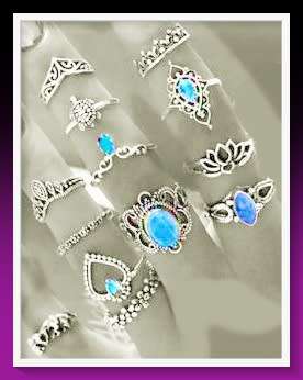 Fashionable Zinc Alloy Heart & Turtle Decor Ring Set - Silver color 13pc set