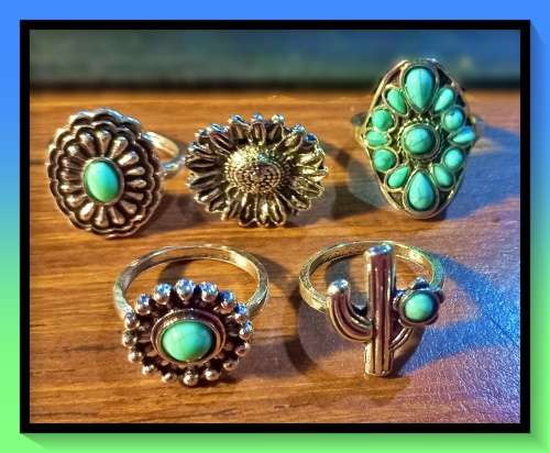 Enchanting Turquoise design ring set 5pcs