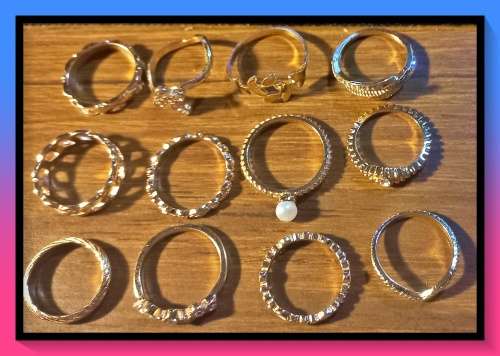 Romantic Leaf and faux pearl design ring set 12pcs