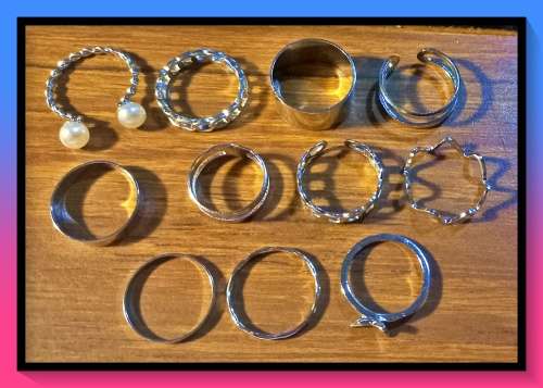 Stylish Rhinestone & Faux Pearl 11pc Ring set