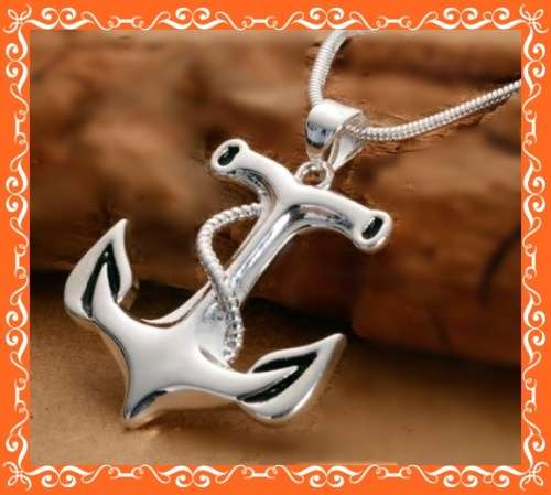 Sterling silver plated anchor pendant and chain