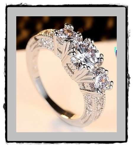 Sterling silver filled simulated diamond ring