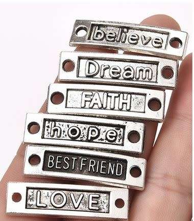 Wish 6 pc lettered charms