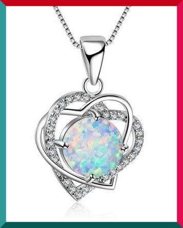 Simulated opal silver plated pendant