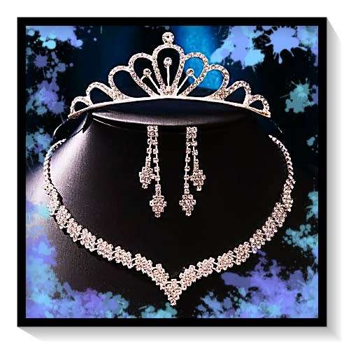 Beautiful Rhinestone Luxury Bridal or Prom Tiara, necklace and earring set