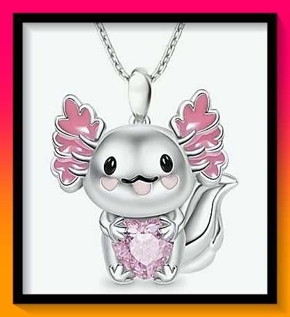 Cute Salamander Pendant Necklace (Pink)