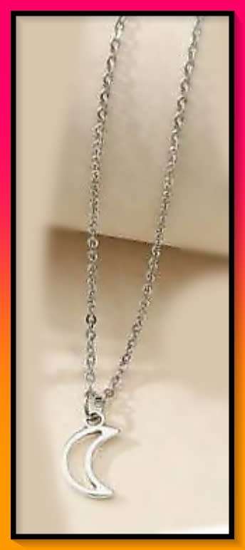 Amazing Silver Stainless Steel Alloy Necklace With  Moon Charm pendant