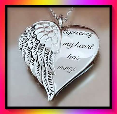 Remembered Forever Wing & Heart Charm Necklace