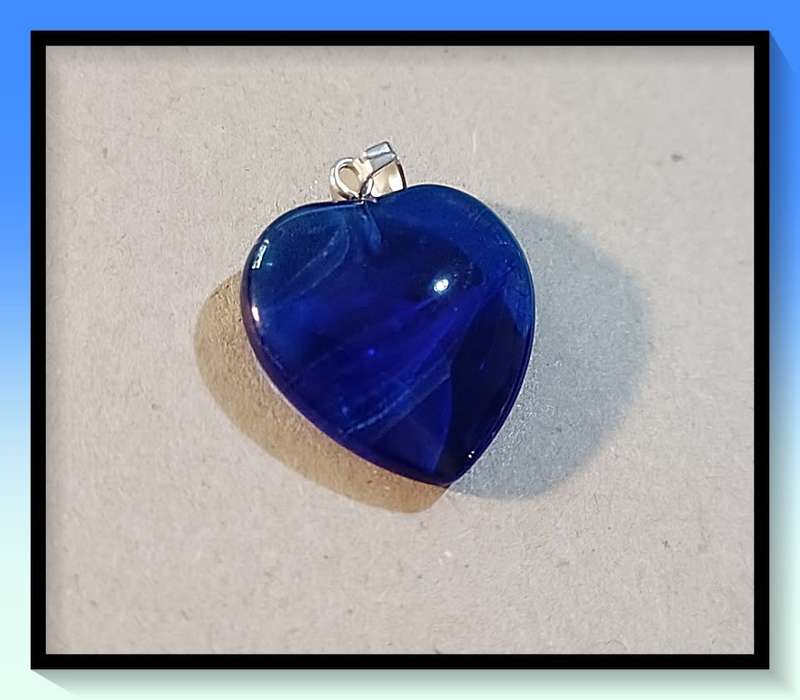 Show your love blue Heart on black cord Necklace