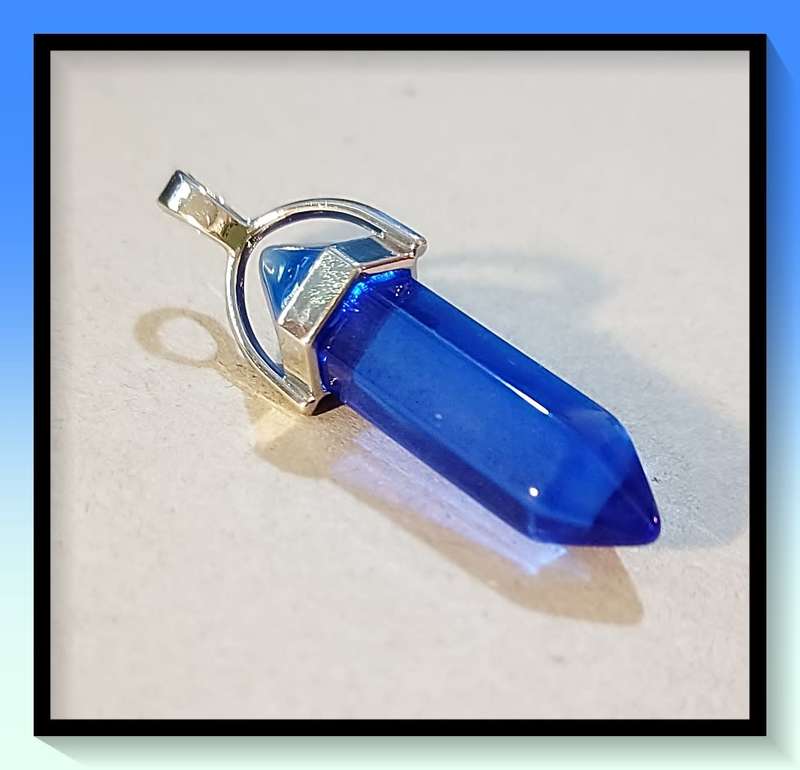 Bring on the luck Azure Crystal Stone pendant on black cord necklace