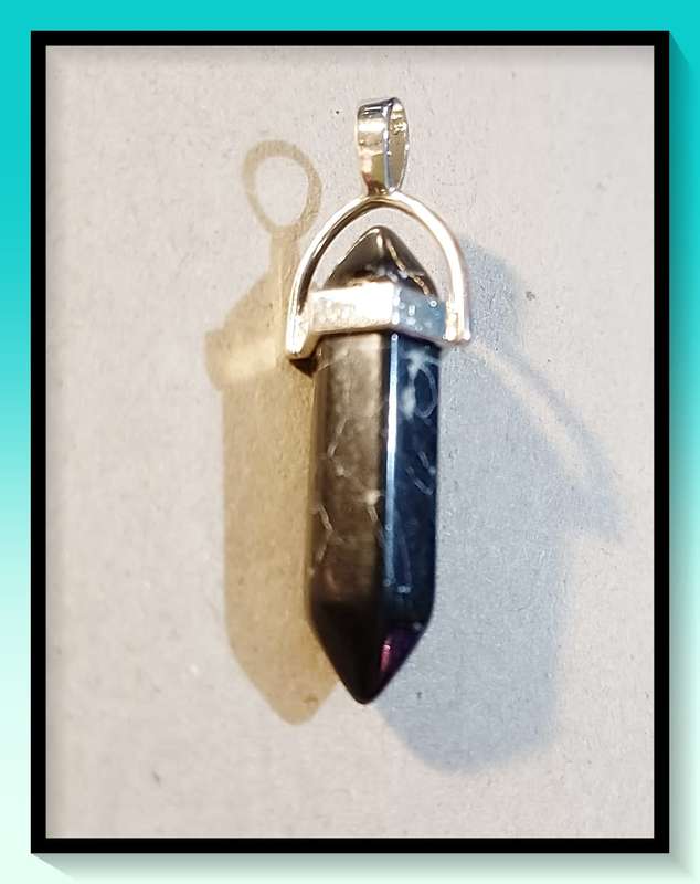 Beautiful black and white crystal look pendant on black cord Necklace