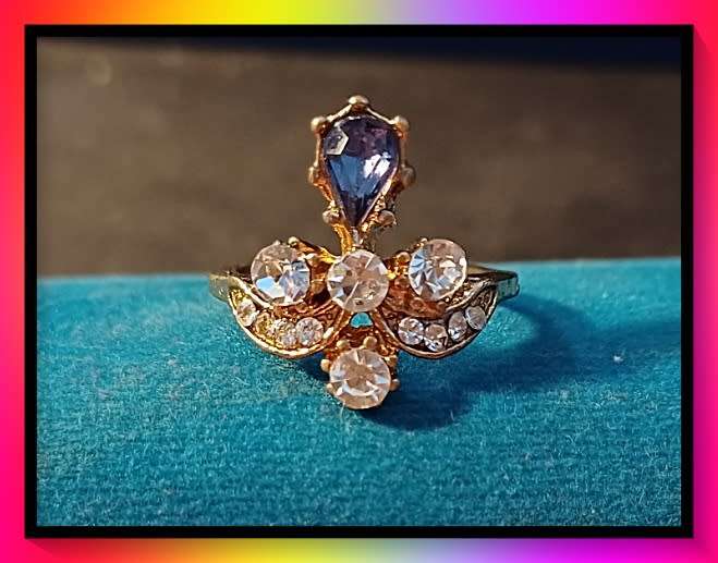 Bohemian Retro sparkly alloy ring 17mm