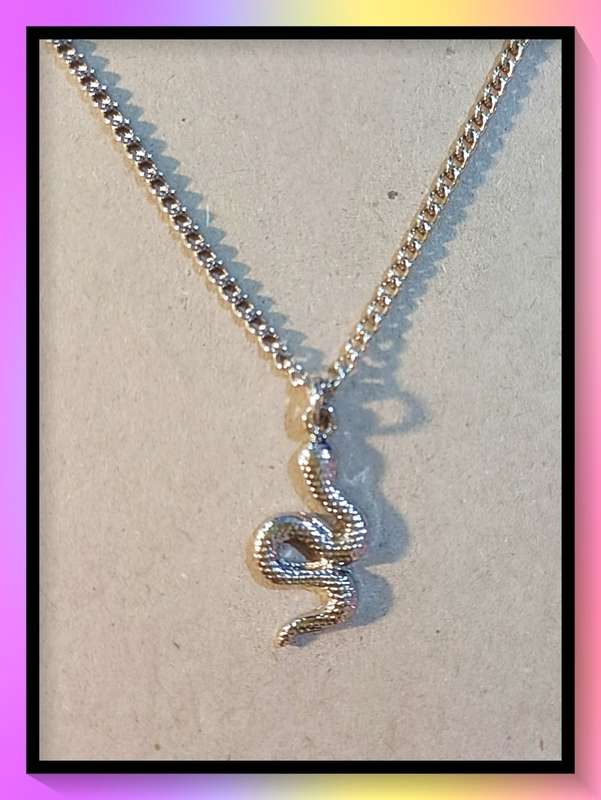 Fashionable Steel Serpent Charm Necklace