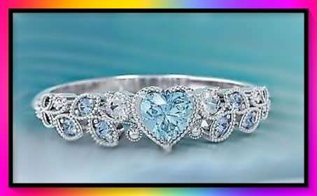 Amazing Sky blue Rhinestone Heart Decor Ring size 6