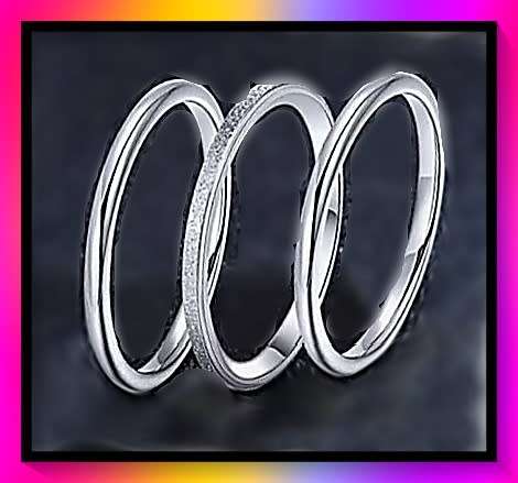 Fashionable 3pcs Minimalist Style  Steel Ring Set size 7
