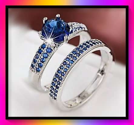Amazing 2pcs set Cubic Zirconia simulant Decor Ring size 8