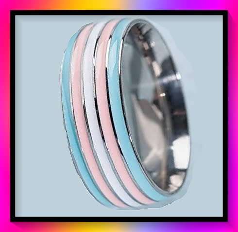 Fashionable Color Block Ring Stainless Steel Size 9