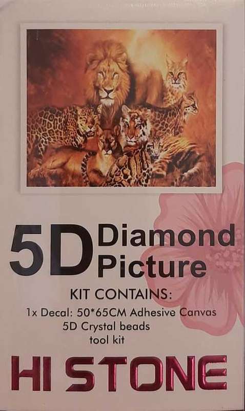 5D Diamond Art / Diamond Dot Painting (DDP) 50 x 65 CM - Big Cats
