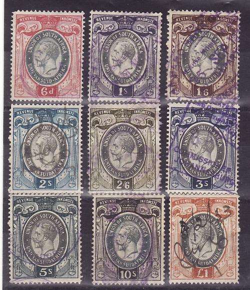 1931-37 KG V Revenues, 6d - 1 Pound.