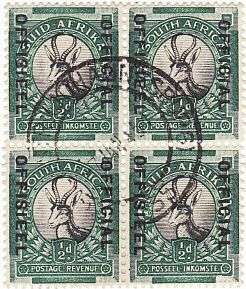 1935-50 1/2d used block of four.
