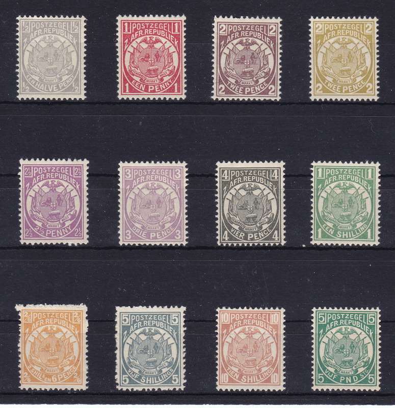 TRANSVAAL 1885 DEFINITIVES  UM  SACC 178-190    CV R3800