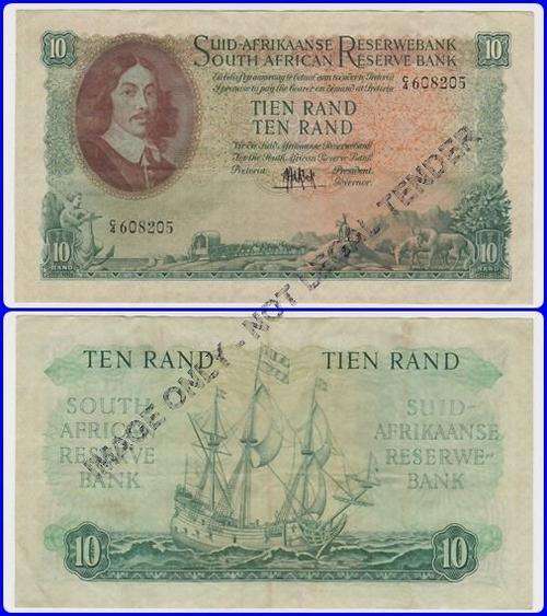 MH DE KOCK - 4TH ISSUE - TEN RAND (C1-C16) - VF+ NOTE - SER#: C4 608205
