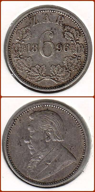 ZAR - 1896 - 6 PENCE - ONLY 205480 COINS MINTED