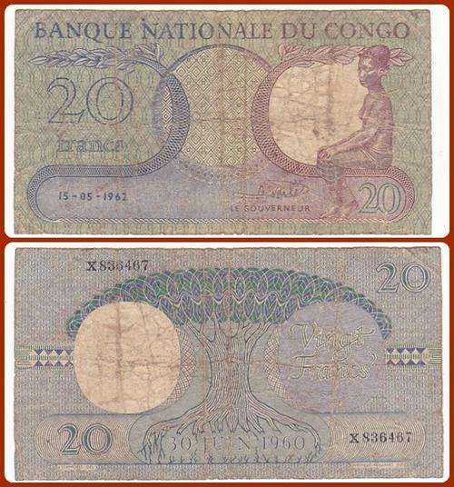CONGO DEM REP - 15/05/1962 - 20 FRANCS