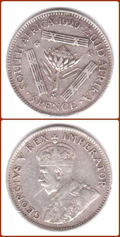 UNION - 1929 - 3 PENCE - TICKEY - F COIN