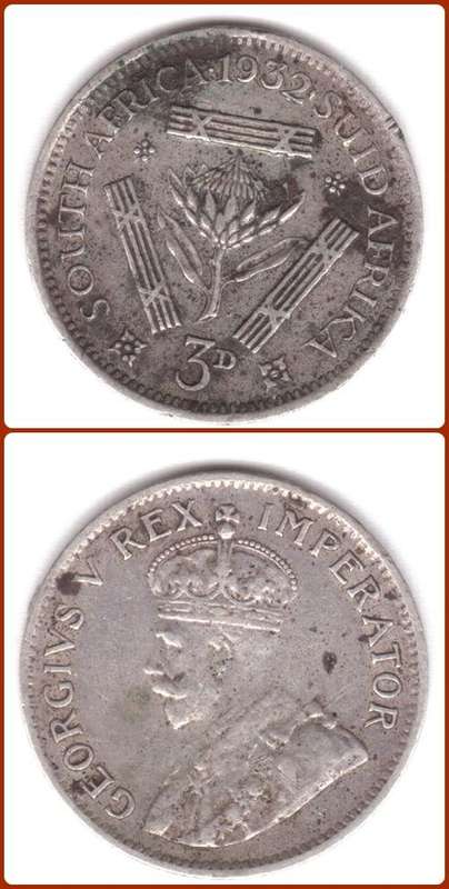 UNION - 1932 - 3 PENCE - TICKEY - VG COIN